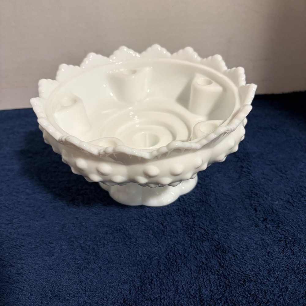 Fenton Hobnail Milk Glass Foot Taper Candle Stick Holder Centerpiece Cottagecore